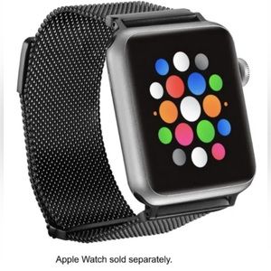 Platinum - Magnetic Stainless Steel Mesh Band for Apple Watch Series 1-8 | Black